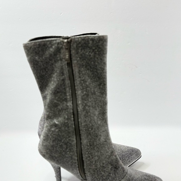 Nicole Miller Silver Metallic Pointed Toe Stiletto Boots Size 10 - Picture 2 of 7